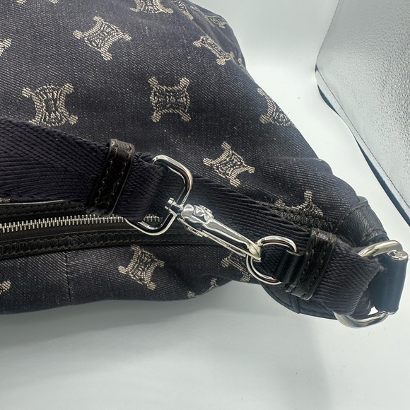 CELINE Denim Macadam Triomphe Indigo Blue Shoulder Bag - Picture 9 of 9